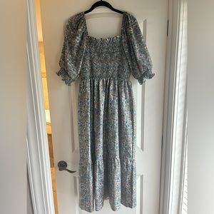 Smocked Puff Sleeve Floral Dress